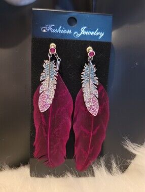 Swarovski With Feather Drop Earrings